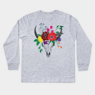 Skull & Flowers Kids Long Sleeve T-Shirt